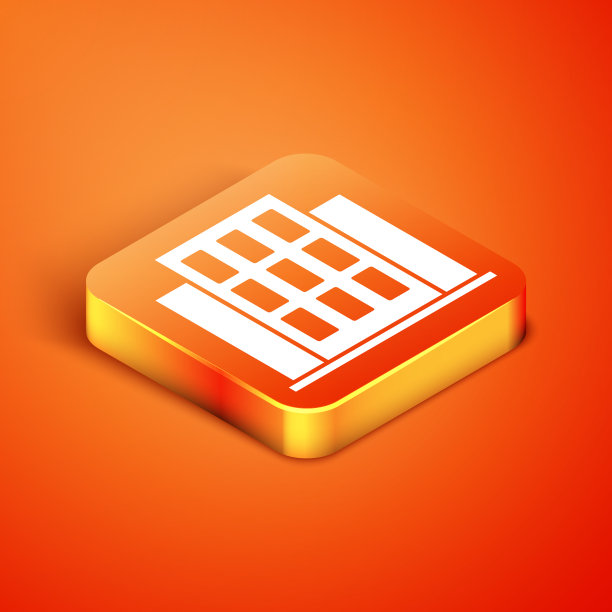 等距房子图标孤立在橙色背景图片下载