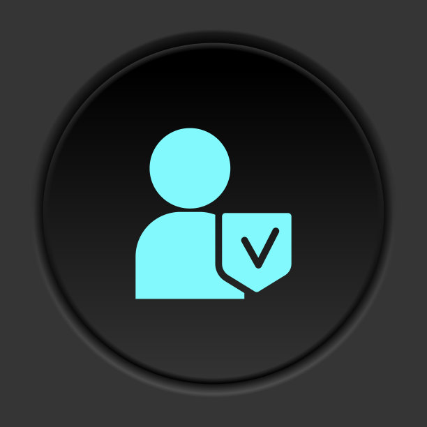 圆形背景上的黑色按钮平面图标。建筑施工保险黑圈矢量图标图片下载