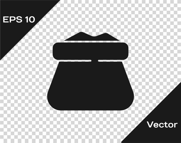 黑色满袋图标隔离上透明图片下载