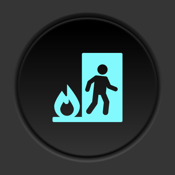 圆形背景上的黑色按钮平面图标。建筑施工保险黑圈矢量图标图片下载