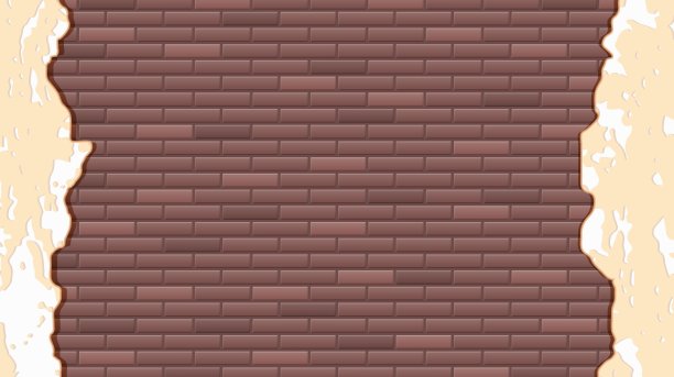 现实的矢量风化墙背景与砖砌体。向量卡通旧墙裂缝与棕色砖。破旧开裂的石膏垃圾背景。有裂缝的混凝土墙。的背景。图片下载
