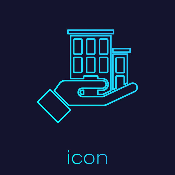 绿松石线房子保险图标孤立上图片下载