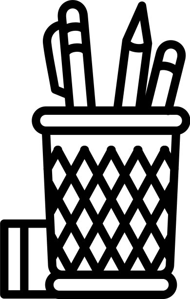 铅笔书桌玻璃图标轮廓风格图片下载