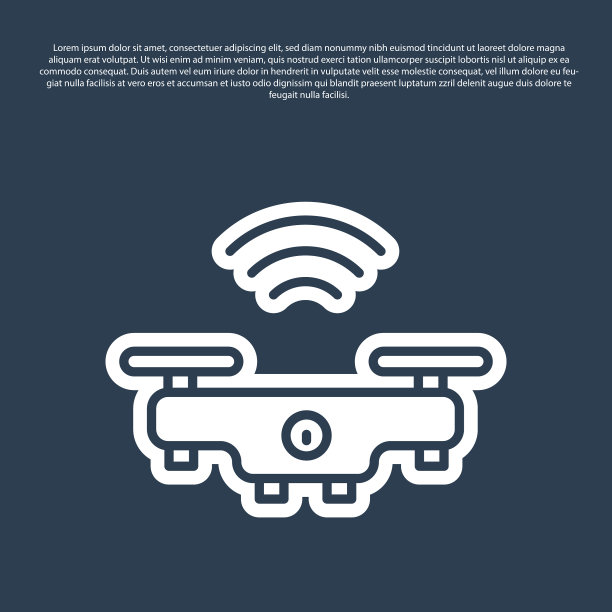蓝线智能无人机系统图标隔离在蓝色图片下载