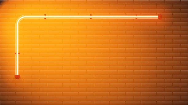 矢量现实隔离霓虹灯发光灯模板在黑暗的空垃圾混凝土砖背景。红色霓虹灯孤立在深色砖墙上。霓虹灯下的棕色砖墙。矢量图图片下载