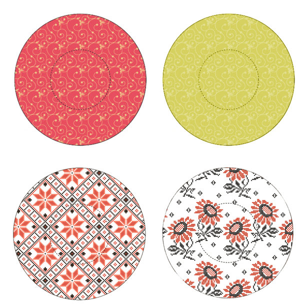 板块图标设置与彩色抽象花卉图案孤立在白色背景图片下载