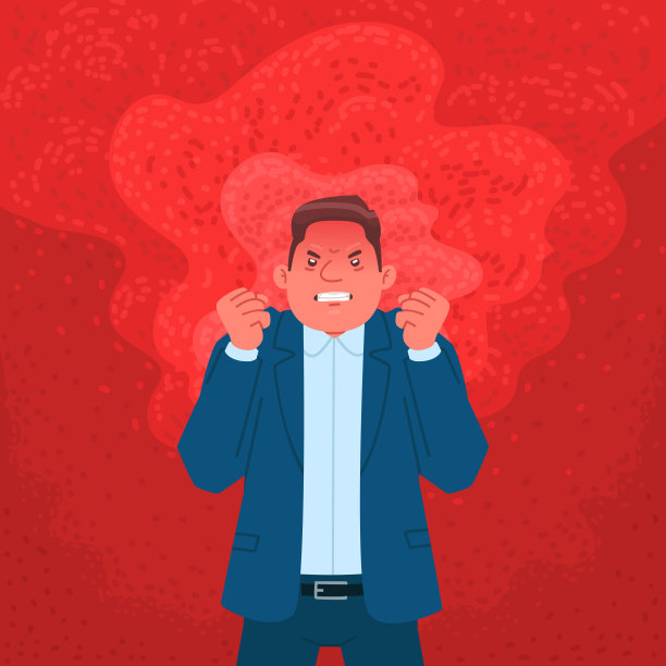 商人表达愤怒。怒火中烧的愤怒之人。矢量图图片下载