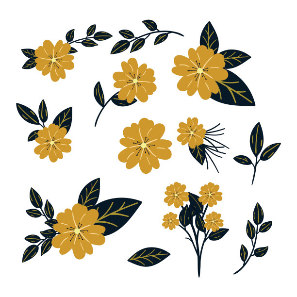 手绘野花集集创意图片下载