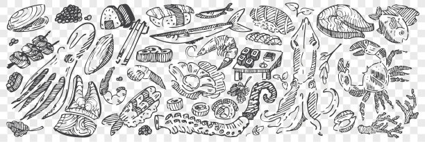 手绘海鲜涂鸦集图片下载