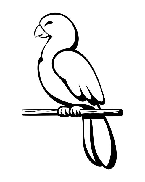 可爱的鹦鹉黑色卡通eps 10图片下载