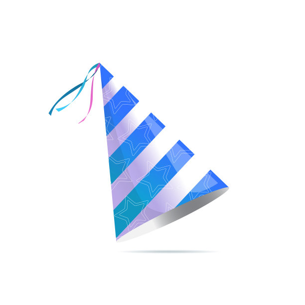 生日派对上带条纹的帽子孤立节日图片下载