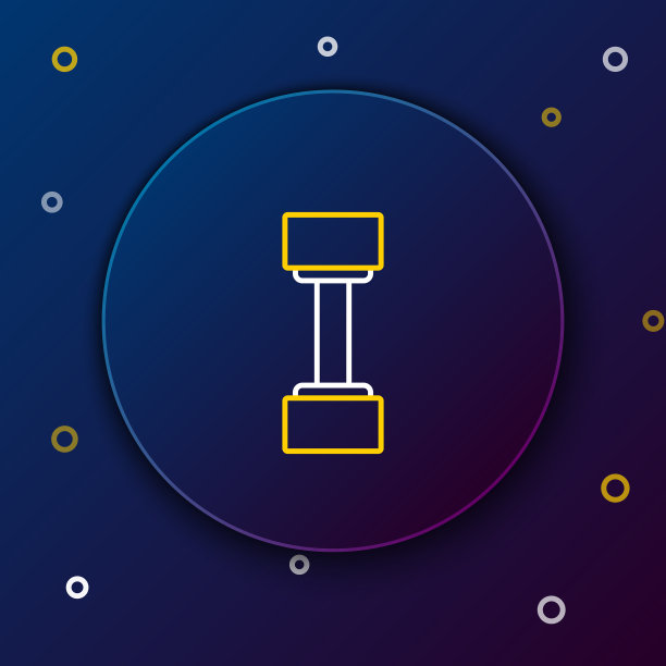 线哑铃图标隔离在蓝色背景图片下载