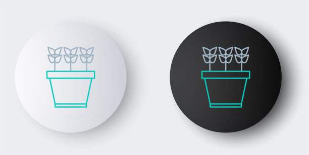 植株在盆栽图标孤立在灰色图片下载