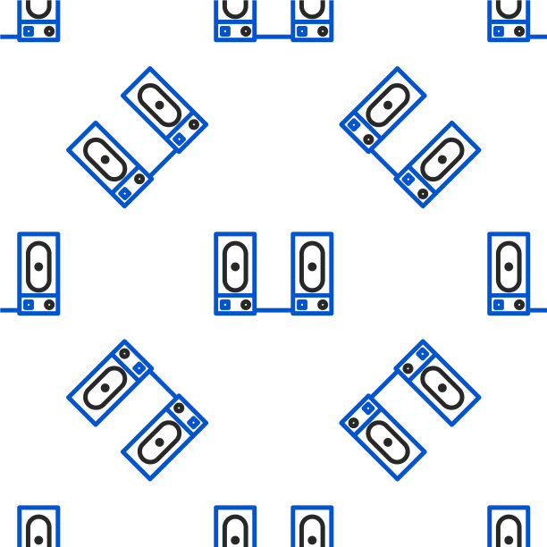 线立体声音箱图标隔离无缝图案图片下载
