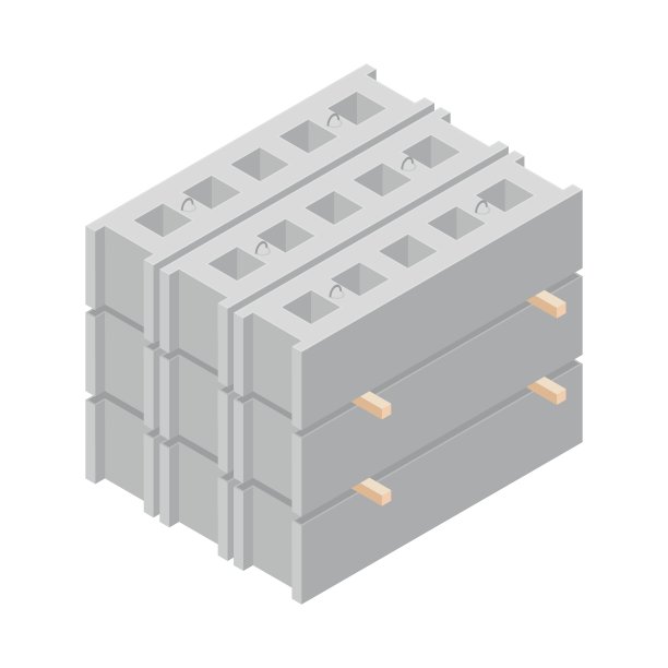 矢量插图水泥块孤立在白色背景上。混凝土基础块图标在等距视图。预制混凝土砌块在平面风格。建筑材料。图片下载