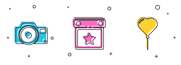 设置照片，相机日历聚会和气球图片下载