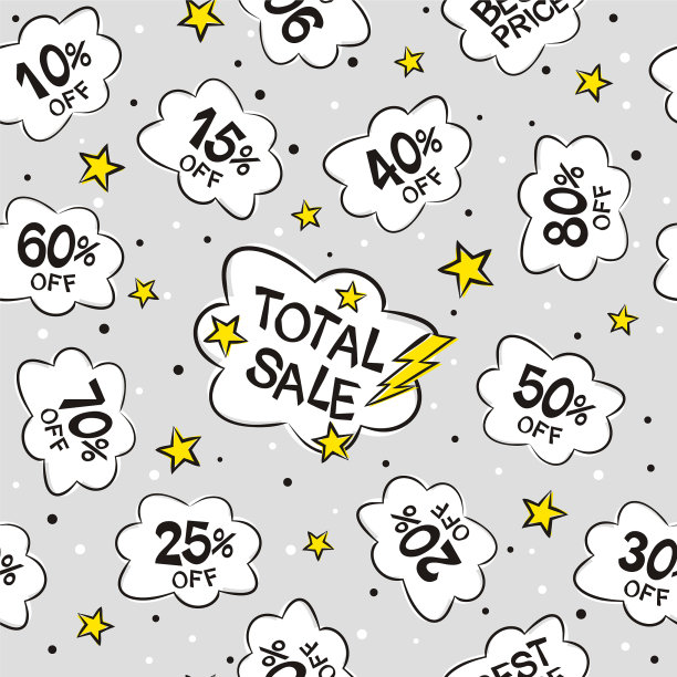 卡通无缝图案与云贴纸图片下载