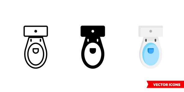 马桶上的图标3种类型孤立的标志图片下载