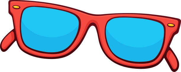 红色塑料镜框和蓝色镜片的太阳镜图片下载