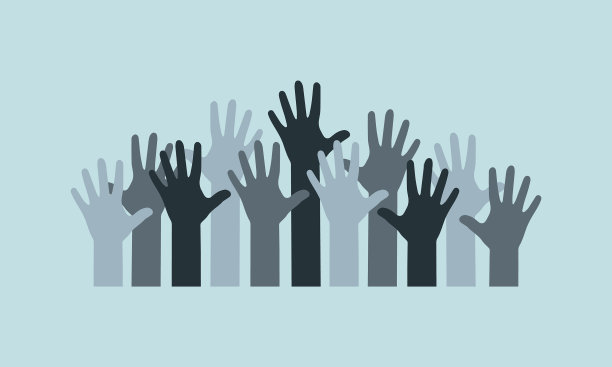 小组成员举手自愿或投票概念图片下载