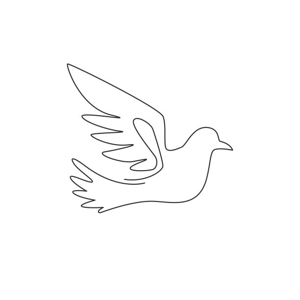 单线连续画可爱的飞翔图片下载