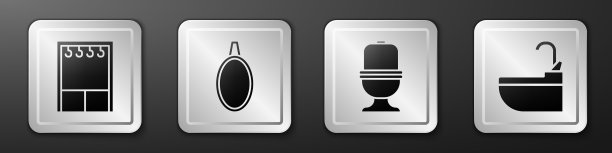 设置衣柜、镜子、抽水马桶和脸盆图片下载