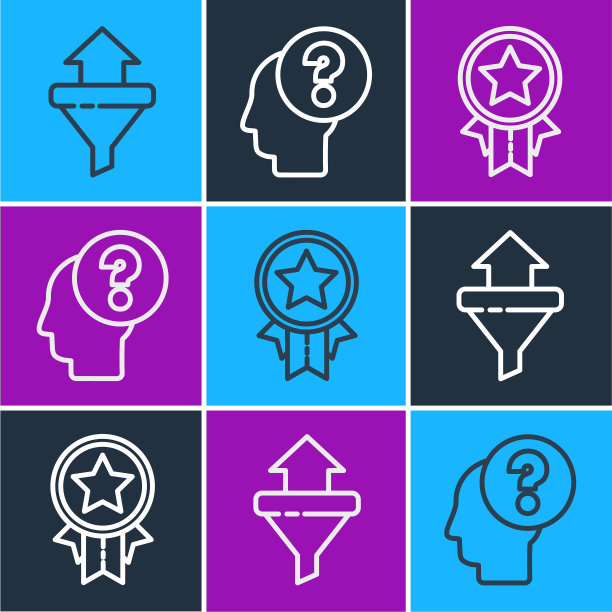 设置直线销售漏斗与箭头奖章与星星图片下载