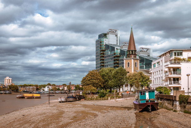 泰晤士河南岸，巴特西。图片下载