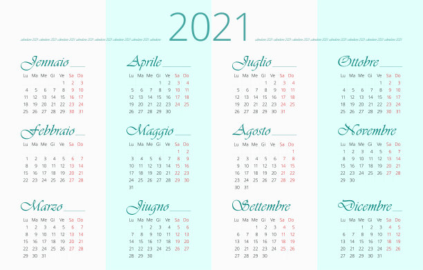 意大利2021日历库存插图图片下载