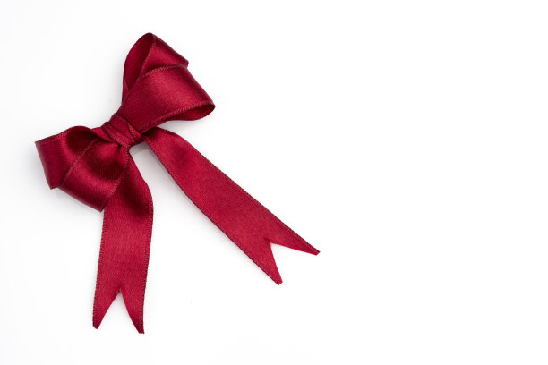 红色的丝带和白色的蝴蝶结图片下载