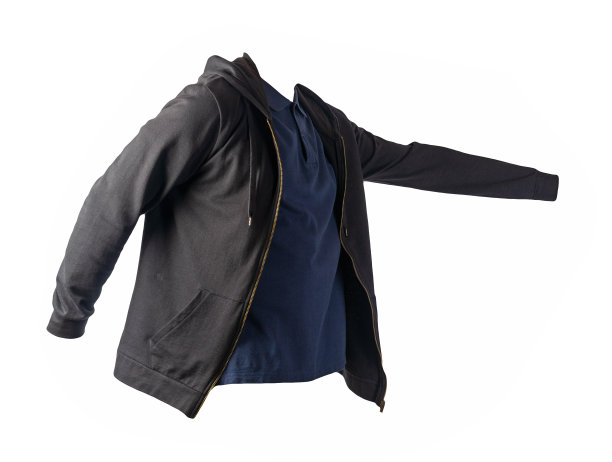 运动衫与铁拉链帽衫和t恤孤立的白色背景。图片下载