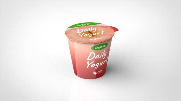 酸奶苹果白色背景一个中心角度的3d渲染图片下载