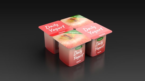 酸奶苹果4黑色背景一个中心角度的3d渲染图片下载