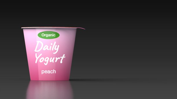 酸奶桃黑色背景一左前3d渲染图片下载