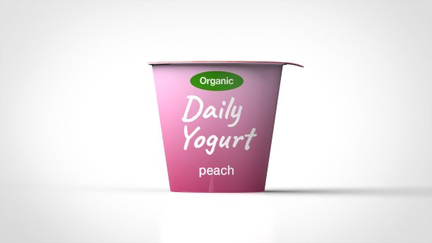 酸奶桃白色背景一个中心前端3d渲染图片下载