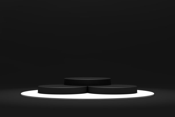 3D黑色站在黑色背景，产品站，空白场景图片下载