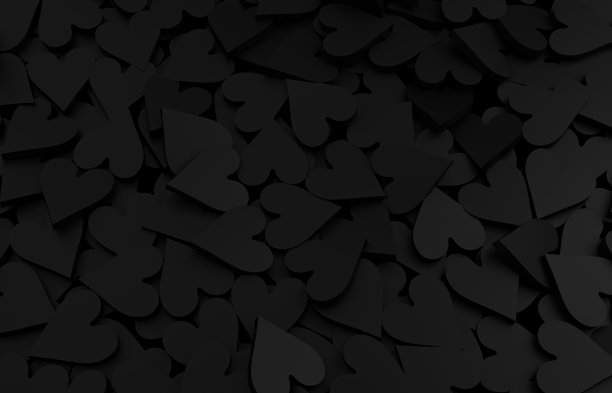 简约风格的情人节设计理念。爱的背景。堆起许多小黑心。三维渲染图片下载