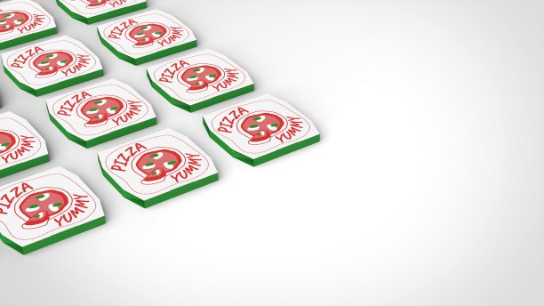 披萨美味的白色背景多重左3D渲染图片下载