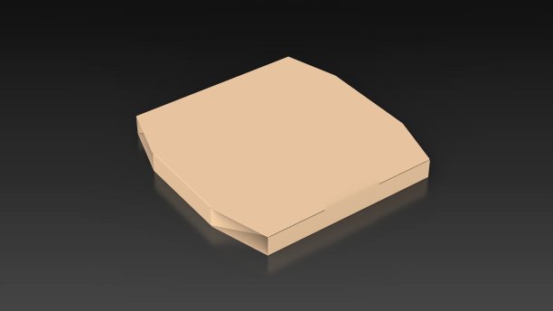 披萨盒黑色背景一个中心角度的3D渲染图片下载
