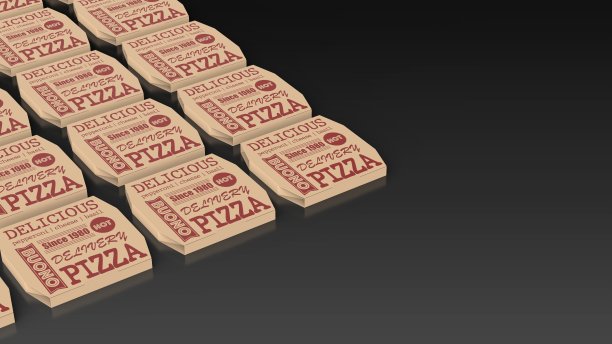 披萨美味的黑色背景多重左3D渲染图片下载
