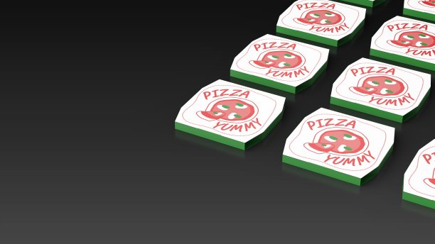 披萨美味的黑色背景多重右3D渲染图片下载