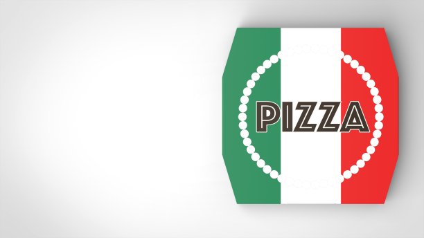 披萨盒意大利白色背景一右前3D渲染图片下载