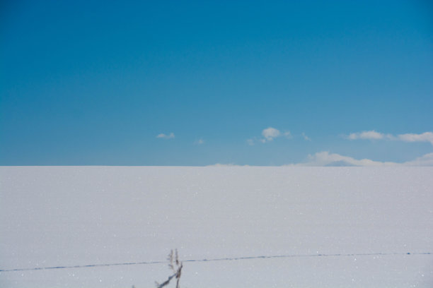 白色的雪地和蓝色的天空图片下载