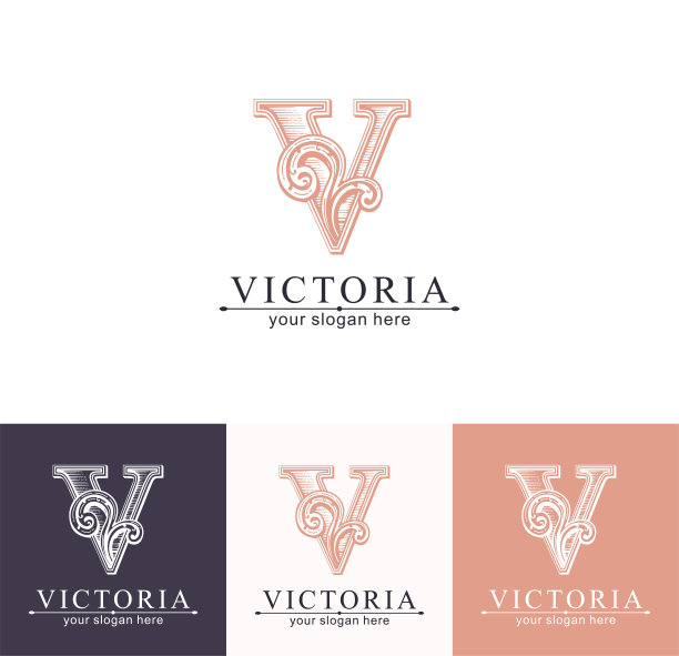 字母V模板。字母组合，精致的花卉设计。个人的。矢量设计。图片下载