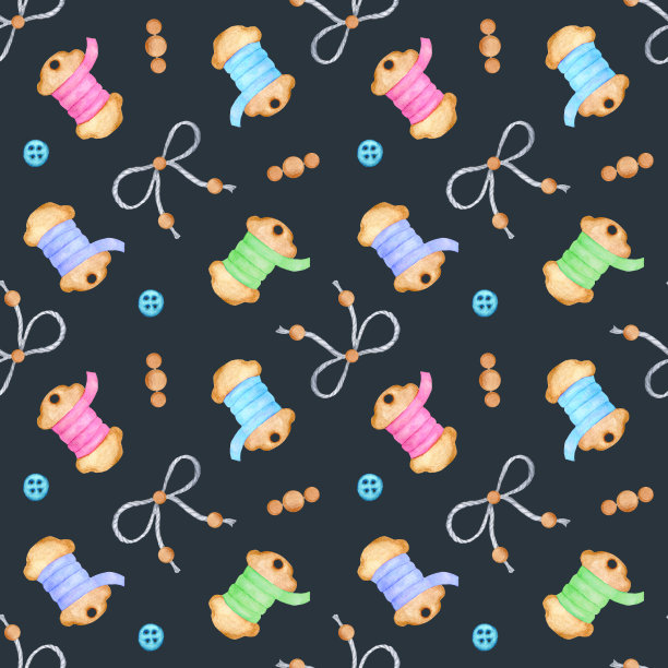 水彩手工无缝图案刺绣。图片下载