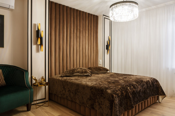 照片豪华卧室在现代经典风格的设计图片下载