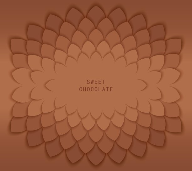 甜蜜的巧克力。抽象的剪纸设计。优雅的分层圆纸切割花瓣构图。向量的背景图片下载
