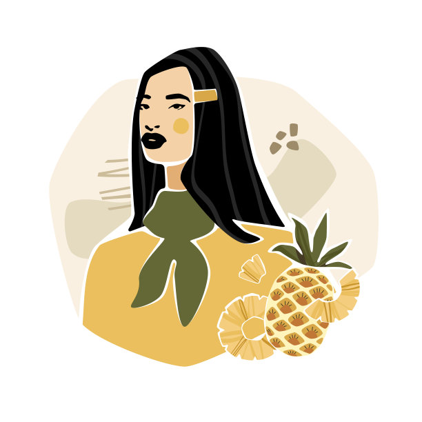 菠萝的女孩图片下载