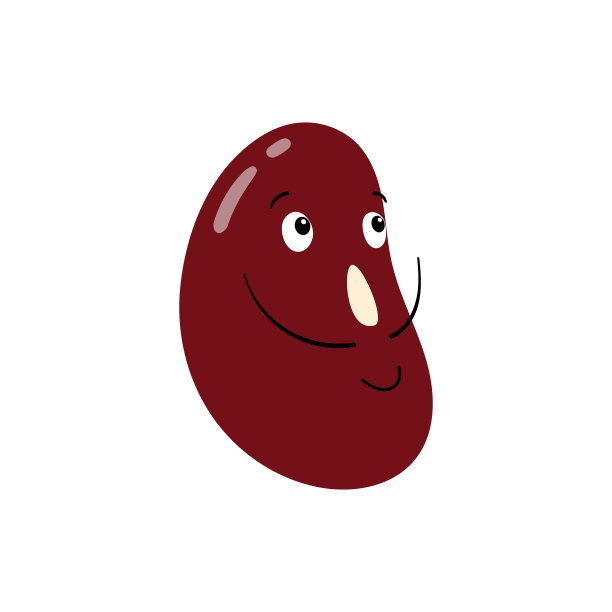 豆子带着可爱的笑脸。矢量股票手绘插图孤立在白色背景。图片下载