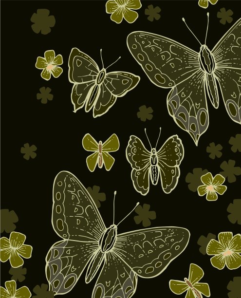 牡丹,玫瑰花朵。背景说明。手绘轮廓。园林植物的开花抽象工厂图片。向量图片下载